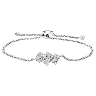 Pre-owned 1stdibs Si/h Three Emerald Cut Diamond Bracelet 1.23 Ct In 18k White Gold Adjustable