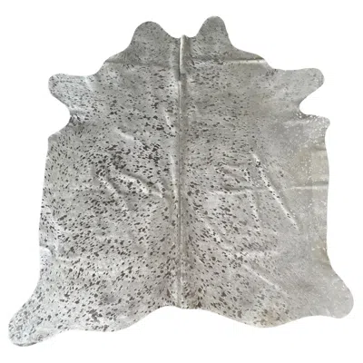 Pre-owned 1stdibs Silver On White – Metallic Cowhide Rug, Handmade, 7 X 8 Ft