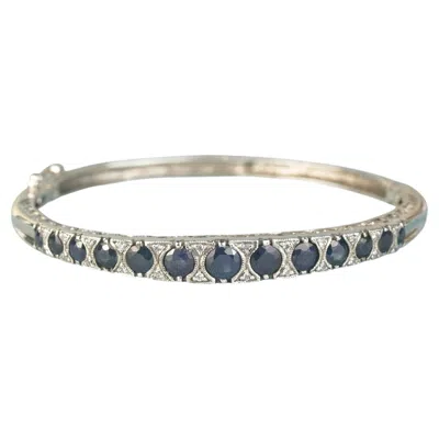 Pre-owned 1stdibs Silver925 Sapphire Diamond Bracelet In Blue