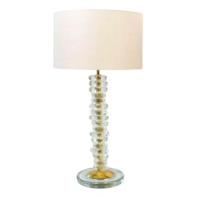Pre-owned 1stdibs Single Tall Italian Murano Glass And Brass ‘pebble' Lamp In Sand