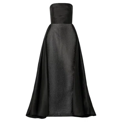 Pre-owned 1stdibs Solace London Crystal-embellished Strapless Gown In Black