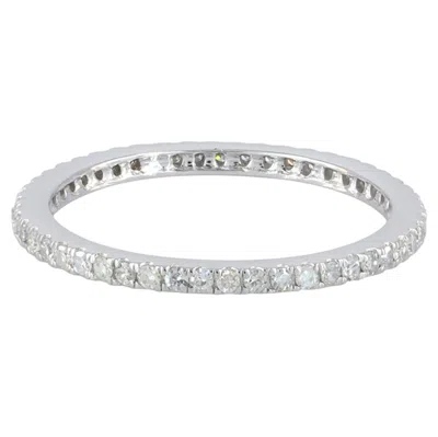 Pre-owned 1stdibs Solid 14k White Gold Band Genuine H/si Diamond Eternity Stacking Ring Jewelry