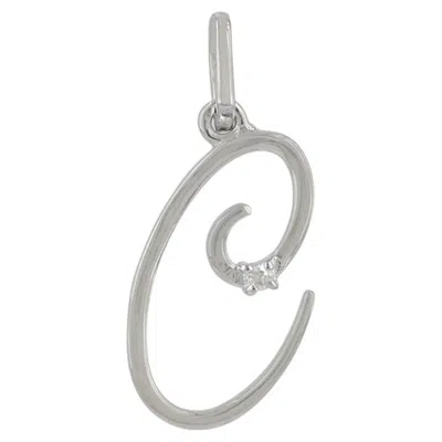 Pre-owned 1stdibs Solid 14k White Gold C Initial Charm Natural Diamond Handmade Fine Jewelry