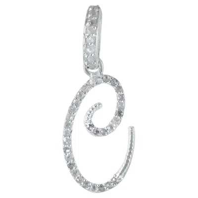 Pre-owned 1stdibs Solid 14k White Gold C Initial Pendant Natural Diamond Charm Fine Jewelry
