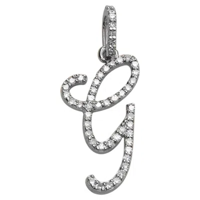 Pre-owned 1stdibs Solid 14k White Gold G Initial Pendant Natural Diamond G Letter Charm Jewelry