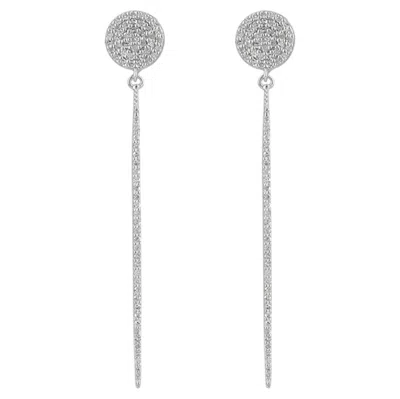 Pre-owned 1stdibs Solid 14k White Gold Natural Diamond Bar Earrings Round Disc Fine Jewelry