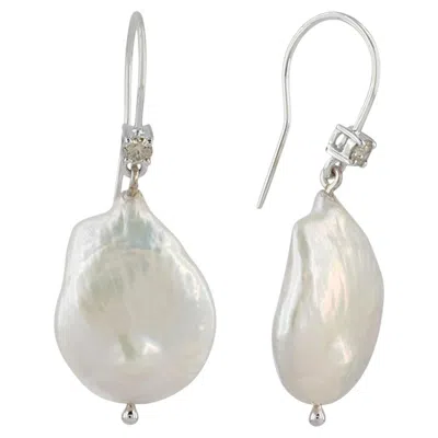 Pre-owned 1stdibs Solid 14k White Gold Natural Diamond Mother Of Pearl Earrings Fine Jewelry