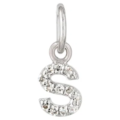 Pre-owned 1stdibs Solid 14k White Gold Natural H/si Diamond S Letter Charm Minimalist Pendant