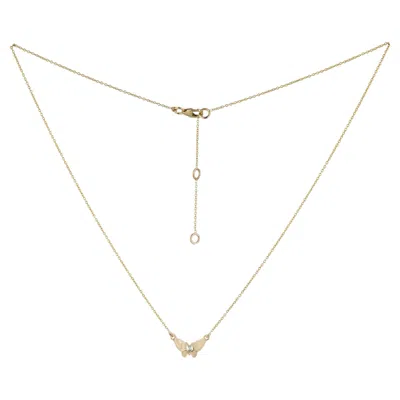 Pre-owned 1stdibs Solid 14k Yellow Gold Butterfly Charm Necklace Natural Diamond Fine Jewelry