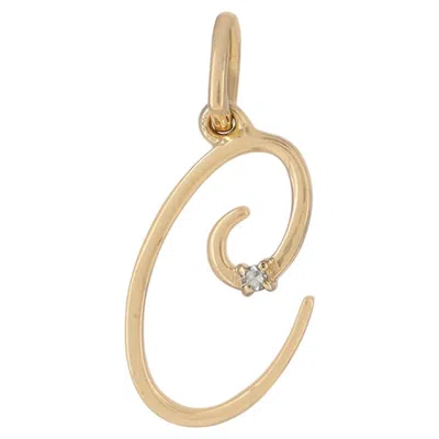 Pre-owned 1stdibs Solid 14k Yellow Gold C Letter Charm Natural Diamond Handmade Fine Jewelry