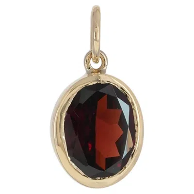 Pre-owned 1stdibs Solid 14k Yellow Gold Charm Pendant Natural Garnet Gemstone Fine Jewelry