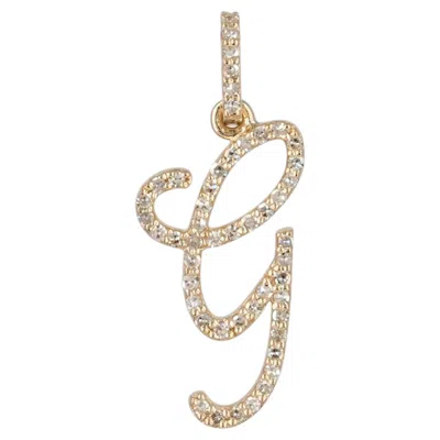 Pre-owned 1stdibs Solid 14k Yellow Gold G Initial Pendant Natural Diamond G Letter Charm Jewelry
