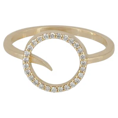 Pre-owned 1stdibs Solid 14k Yellow Gold Genuine H/si White Diamond Open Circle Designer Gift Ring