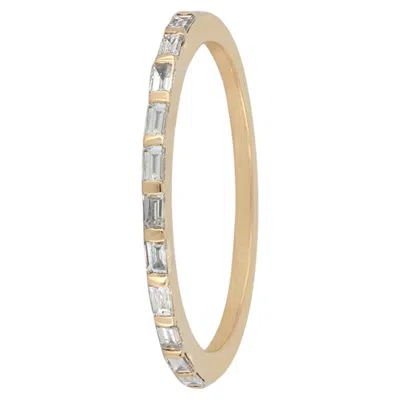 Pre-owned 1stdibs Solid 14k Yellow Gold Jewelry Band Genuine White H/si Baguette Diamond Gift Ring