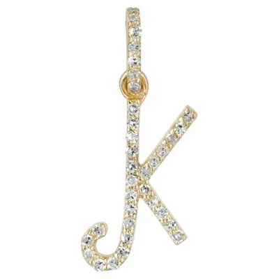 Pre-owned 1stdibs Solid 14k Yellow Gold K Initial Pendant Natural Diamond K Letter Charm Jewelry