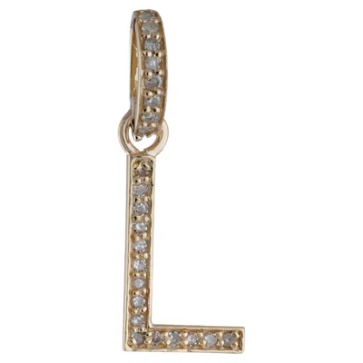 Pre-owned 1stdibs Solid 14k Yellow Gold L Initial Charm Genuine H/si Diamond Pendant Fine Jewelry