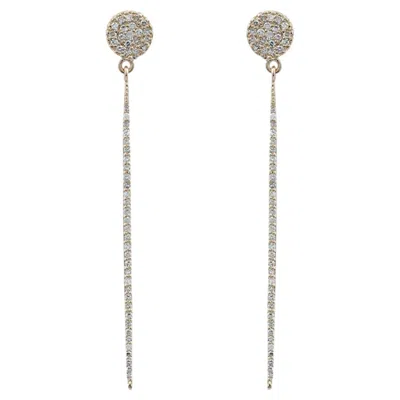 Pre-owned 1stdibs Solid 14k Yellow Gold Natural Diamond Bar Earrings Round Disc Fine Jewelry