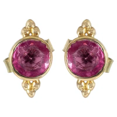Pre-owned 1stdibs Solid 14k Yellow Gold Natural Sapphire Gemstone Stud Earrings Minimalist Jewelry