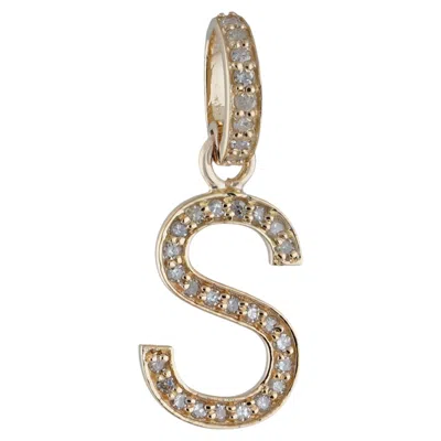 Pre-owned 1stdibs Solid 14k Yellow Gold S Initial Pendant Natural Diamond S Letter Charm Jewelry