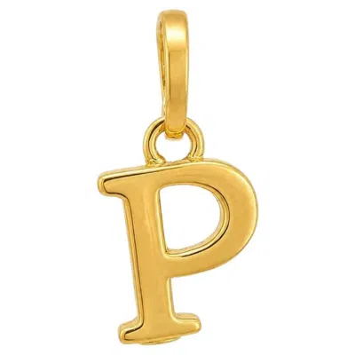 Pre-owned 1stdibs Solid 18k Yellow Gold "p" Initial Enhancer Bail Charm Pendant