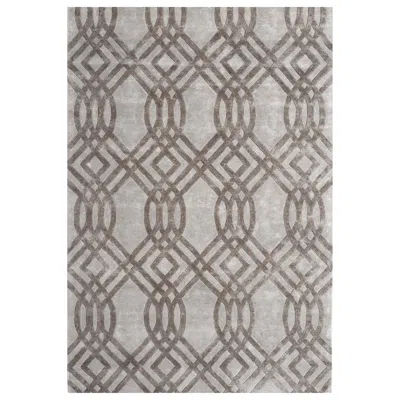 Pre-owned 1stdibs Solomon Hand Tufted Modern Geometric Silk Rug In Taupe Colour By Hands In Brown