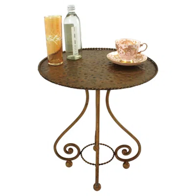 Pre-owned 1stdibs Spanish Gueridon Drinks Occasional Low Side Table In Gilt Wrought Iron, 1940s In Gold