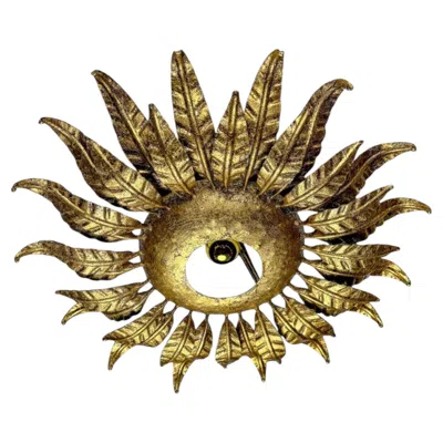 Pre-owned 1stdibs Spanish Sunburst Ceiling Light Fixture Or Sconce In Gilt Wrought Iron, Circa In Brown