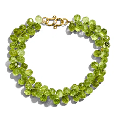 Pre-owned 1stdibs Sparkling Peridot Diamond 18k Gold Bracelet In Multi