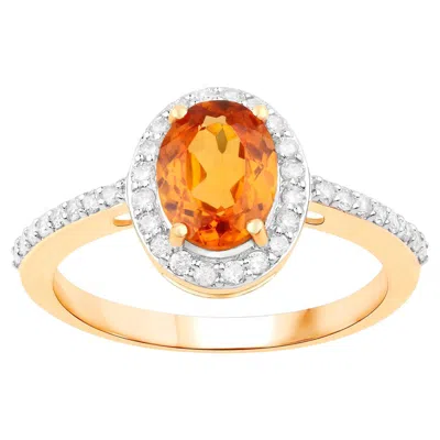 Pre-owned 1stdibs Spessartine Garnet Ring With Diamonds 1.66 Carats 14k Yellow Gold