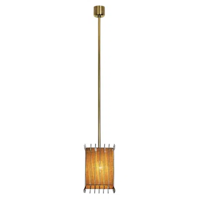 Pre-owned 1stdibs Square Brass And Lace Hanging Lamp, Sweden 1960s In Brown