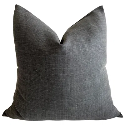 Pre-owned 1stdibs Stone Washed Faded Black Belgian Linen Accent Pillow