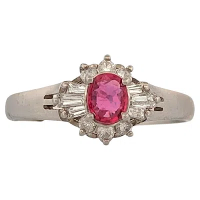 Pre-owned 1stdibs Story Size 5.75 Platinum Ring With .24 Ct Natural Oval Ruby Size 5.75 In Multi