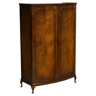 Pre-owned 1stdibs Stunning 1920's English Walnut Art Deco Double Wardrobe Queen Anne Legs In Brown