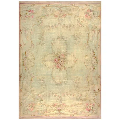 Pre-owned 1stdibs Sublime Antique With A Delicate Small Center Floral Bouquet Aubusson French Rug In Sand