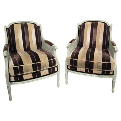 Pre-owned 1stdibs Super Pair French Bergere Armchairs In Brown