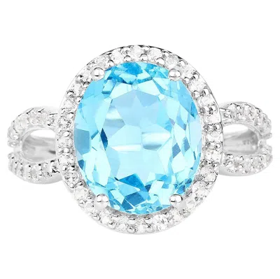 Pre-owned 1stdibs Swiss Blue 5.2 Carat Topaz Ring White Topaz Setting