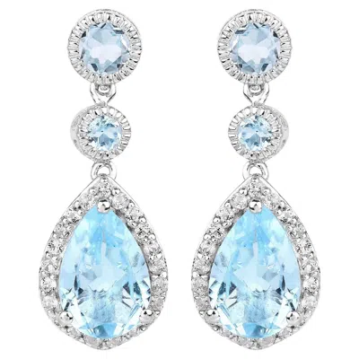 Pre-owned 1stdibs Swiss Blue Topaz Dangle Earrings With White Topaz 9.46 Carats