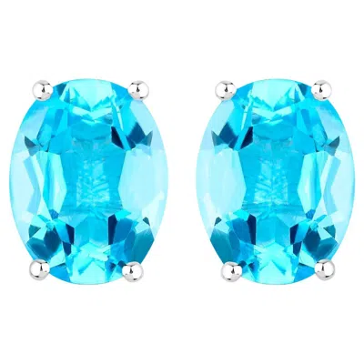 Pre-owned 1stdibs Swiss Blue Topaz Earrings 4 Carats Prong Set Sterling Silver