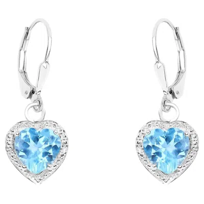 Pre-owned 1stdibs Swiss Blue Topaz Hearts Dangle Earrings 4.2 Carats