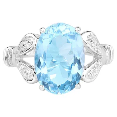 Pre-owned 1stdibs Swiss Blue Topaz Ring With White Topaz 7.26 Carats Sterling Silver