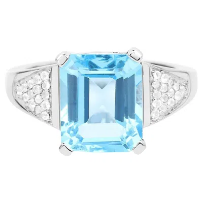 Pre-owned 1stdibs Swiss Blue Topaz Statement Ring White Topaz Setting Carats