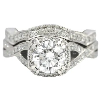 Pre-owned 1stdibs Tacori Gia Natural Diamond Round Cut 1.85 Ct 18k White Gold With Matching Band
