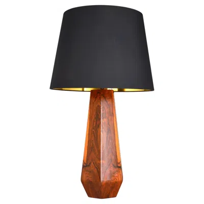 Pre-owned 1stdibs Tall Hexagonal Wooden Table Lamp, Scandinavian Modern 1960's In Brown