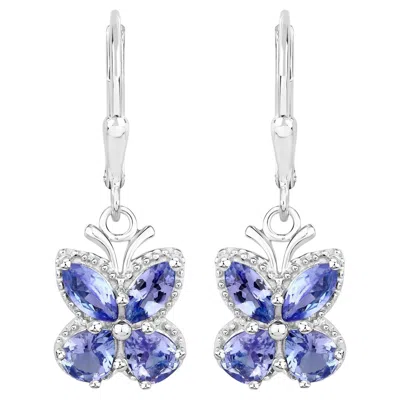 Pre-owned 1stdibs Tanzanite Butterfly Dangle Earrings 2.07 Carats Sterling Silver In Multi