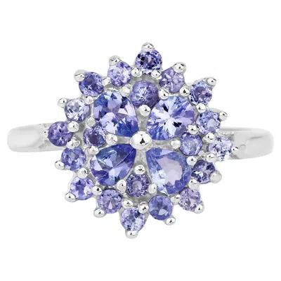 Pre-owned 1stdibs Tanzanite Cluster Ring 1.15 Carats Sterling Silver In Multi