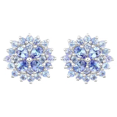 Pre-owned 1stdibs Tanzanite Cluster Stud Earrings 2.55 Carats In Multi