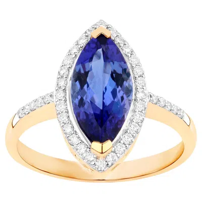 Pre-owned 1stdibs Tanzanite Cocktail Ring Diamond Halo 2.3 Carats Total 14k Gold In Multi