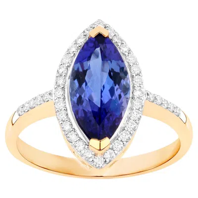 Pre-owned 1stdibs Tanzanite Cocktail Ring Diamond Halo 2.3 Carats Total 14k Gold In Multi