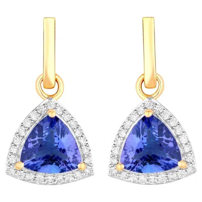 Pre-owned 1stdibs Tanzanite Dangle Earrings With Diamonds 3.86 Carats 14k Yellow Gold