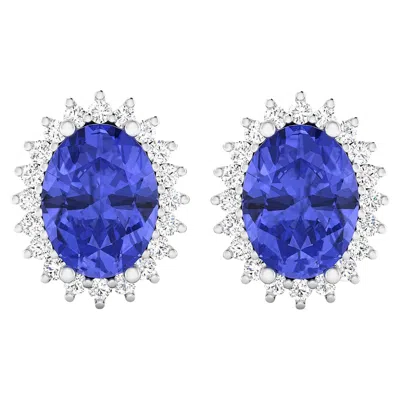 Pre-owned 1stdibs Tanzanite Earrings Diamonds 2.55 Carats 14k White Gold